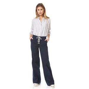 NWT Splendid Women's Lace Up Front Twill Pants Navy Size X-Large $170 I031
